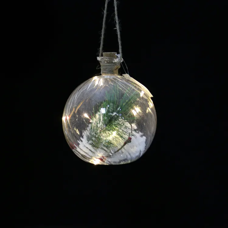 Lumière Led boule de verre ornements d'arbre de noël