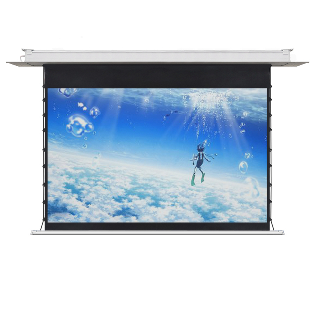 Long ALR Motorized Projection Screen 72/84/92/100/110/110/120/133/150 Inch 4K Black Crystal Electric In-ceiling Screen Recessed