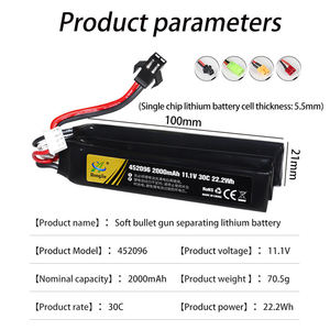 Paket Baterai Lithium-Ion Polimer 2000mAh 111V yang Dapat Diisi Ulang dengan Pistol Mainan Peluru Lunak Berlapis Logam Emas - Product Image 2