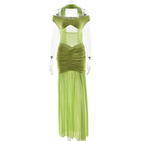 Sexy Rückenfreies Eng Anliegendes Maxikleid für Damen Elegante Mesh-Kleider mit Seitenschlitz für Party und Abendveranstaltungen