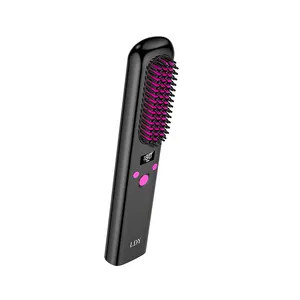 Customization Professional Portable Hair Straightener Brush USB Rechargeable Wireless Electric Hair Straightener Comb