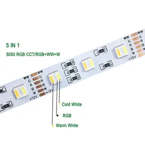 Tira LED IP67 rgbcct 12V 24V 19,2 W/m 5050 rgbw RGB w ww 5in1 3in1 4in1