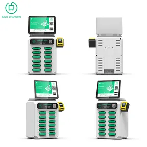 NFC Payment Wireless Charger Mobile Phone Vending 12 Slots Sharing Powerbank Station With Screen Plus POS Machine Bajie