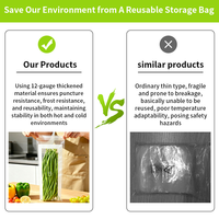 Sacs de conservation alimentaire réutilisables longs avec fermeture éclair, compatibles micro-ondes et congélateur, pochettes alimentaires hermétiques lavables