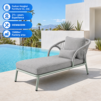 Chaise longue de jardin en aluminium pour usage commercial, avec tissage en corde, inclinable, pour hôtel, complexe hôtelier, villa, piscine