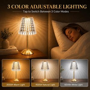 โคมไฟตั้งโต๊ะไร้สายแบบชาร์จไฟได้คริสตัล LED ไร้สายแบบสัมผัสทันสมัยสไตล์นอร์ดิกแบบพกพาสำหรับร้านอาหารโคมไฟตั้งโต๊ะ - Product Image 4