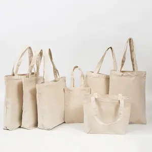 Logo personalizzato Tote borse per la spesa in tela a buon mercato riutilizzabili, borse per Shopper in tela borse in tela di cotone con manico nero con Logo/