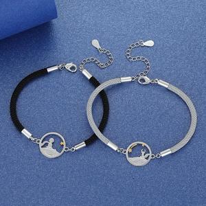 Pulsera Tejida Simple de Moda 2022, Pulsera Plateada con Colgante de Zorro para Parejas - Product Image 3