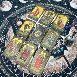2025新款黑金箔太阳女神塔罗牌78张塑料桌游卡翻页书盒扑克牌 - Product Image 4