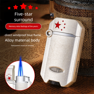 Encendedor de <span class=keywords><strong>gas</strong></span> butano JOBON al por mayor, doble llama azul, recargable, llama ajustable, accesorios para fumar, regalos para cigarros - Product Image 5