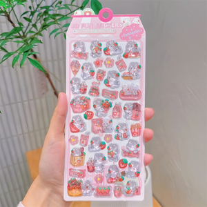 Autocollants en cristal en relief 3D, <span class=keywords><strong>lapin</strong></span> mignon et fraise, décoration artisanale pour petits enfants, matériel pour téléphone portable - Product Image 4
