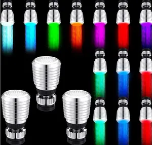 Đèn LED Xoay 360 Độ 7 Màu Thay Đổi Glow Show Vòi Nước Nhà Bếp Vòi Phun Sục Khí