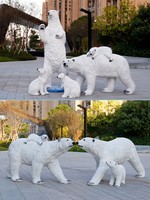 Sculpture réaliste personnalisée de mère et bébé ours polaire, statue d'animal en résine imperméable pour la décoration de parcs en plein air