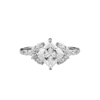 Bague carrée princesse en argent S925 avec Morganite couleur D 6*6mm
