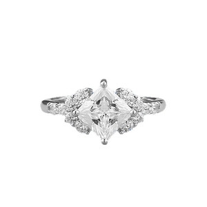 Anello in Argento S925 con Morganite Colore D 6*6mm Taglio Principessa - Product Image 5