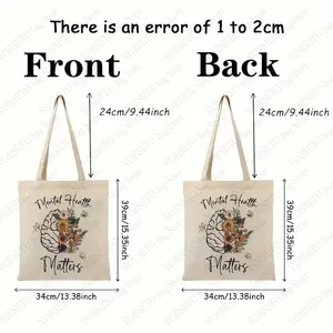 Borsa Shopper in PP con Stampa Cartoon, 'La Salute Mentale è Importante', Regalo Ispirazionale in PLA, Estetica Ecologica per Psicologi - Product Image 5