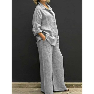 Ensemble chemise et pantalon pour femmes, <span class=keywords><strong>mode</strong></span> printemps, décontracté, grande taille, ensemble deux pièces, <span class=keywords><strong>vêtements</strong></span> de <span class=keywords><strong>mode</strong></span> pour femmes - Product Image 5