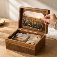 Boîte de rangement décorative personnalisée en gros, cadre photo, conteneur à souvenirs pour conserver les photos de mariage, lettres, cadeau d'anniversaire de couple