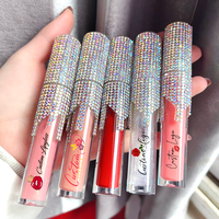 DIY Private Label Nude Lip Gloss Vendeur Liquide Mat Lipstick Vegan Rhinestone Lipgloss With Diamond