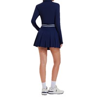 Ensemble jupe de tennis pour femme avec logo personnalisé, polo à manches longues plissé avec short intégré, séchage rapide pour le tennis et le golf