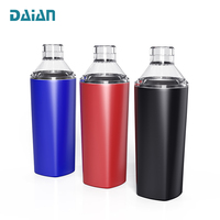 Shaker à cocktails professionnel en acier inoxydable à double paroi et gobelet avec couvercle en plastique, capacité de 600 ml, certifié LFGB, outil de bar