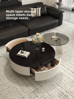 2025 Neues Kreatives Design Runder Stein-Couchtisch-Set Modern Einfach Luxuriös Hochwertiges Gefühl Wohnzimmermöbel Mit Stauraum