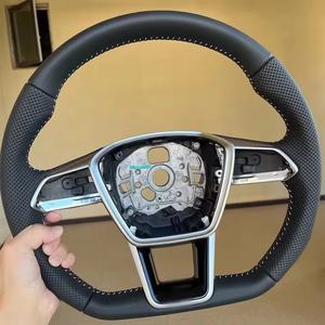 Orientamento a fondo piatto traforato in pelle per <span class=keywords><strong>Audi</strong></span> A6 A7 C8 2019-aggiornamento 2024 S6 S7 RS 6 RS 7 volante quadrato sportivo - Product Image 5