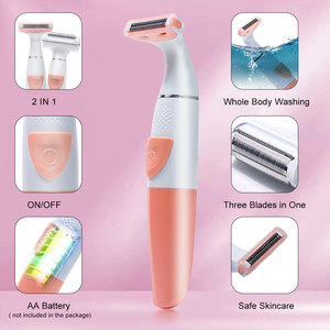 เครื่องโกนหนวดไฟฟ้า 2 in 1 สำหรับผู้หญิง สีชมพู เครื่องกำจัดขนอเนกประสงค์ กันน้ำ - Product Image 2