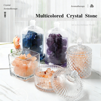 Diffuseur d'arômes artisanal sans flamme en pierre de cristal de l'Himalaya colorée de forme irrégulière pour huiles essentielles, cadeau DIY