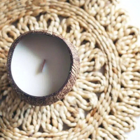 Vela Aromática de Lujo en Forma de Cuenco de Coco Natural, con Aroma Intenso, Hecha con Cera de Soya