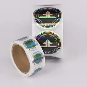 Label Film Laser Cetak Logo Kustom Sesuai Pesanan Stiker Hologram Foil Reflektif Pelangi, Stiker Hologram Perekat Holografik