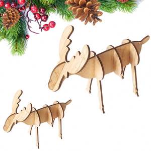 ของตกแต่งรูปกวางมูสทำจากไม้แบบทำมือของตกแต่งคริสต์มาสของขวัญสำหรับเด็กของขวัญคริสต์มาส - Product Image 1