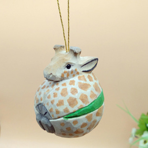Artigianato in legno animali selvatici giraffa elefante decorazione natalizia legno albero di natale appesa ornamento - Product Image 3