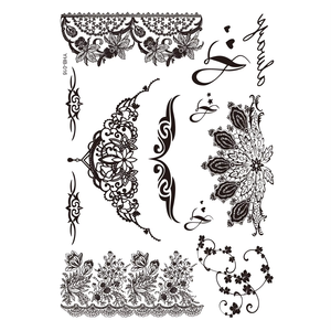 <span class=keywords><strong>Disegni</strong></span> di Tatuaggi all'Henné 2025, Adesivi Mehndi Neri per Mani e Gambe, Tatuaggi Temporanei - Product Image 3