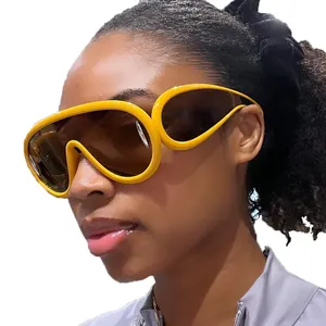 STORY-Lunettes de soleil tendance QB99100 de luxe, verres une pièce, bouclier surdimensionné unisexe, pour femmes, 2023