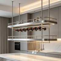 Étagère murale décorative en acier inoxydable pour bouteilles de vin, présentoir pour bureau, salon ou bar d'entreprise