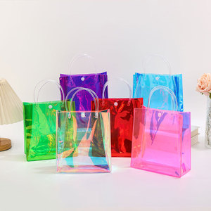 Reusable Printing Logo Party Wedding Gift Women Handbags PVC Promotional Bag Cheap Colorful PVC Tote Bags