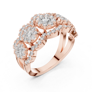Anillo de Diamantes en Oro Rosa, Joyería Elegante y Brillante para Mujer, Perfecto para Regalo de Boda, Compromiso y Uso Diario - Product Image 1