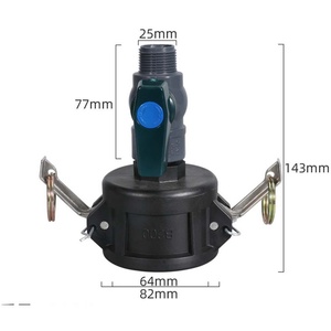 Robinet pour réservoir d'eau IBC, raccord à came 2 pouces, robinet en plastique pour réservoir IBC de 275 à 330 gallons avec vanne à bille pour tuyau d'arrosage en plastique - Product Image 3