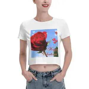 JX Custom Logo Crop Top T Shirts Sexy Basic Short Tshirts White Woman Shirts Short Sleeve White T-Shirt Custom Print