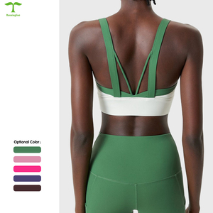 Sujetador deportivo de entrenamiento integral de Color personalizado de fábrica, soporte a prueba de golpes, almohadilla para el pecho, espalda cruzada, Sujetador deportivo para mujer - Product Image 5