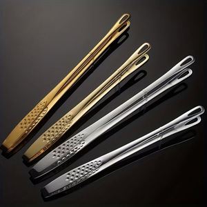 304 Stainless Steel Food Tongs with Long Handles Gold and Silver Steak <b>BBQ</b> Serving Tongs Ideal for Kitchen Cooking and Buffets - Product Image 1