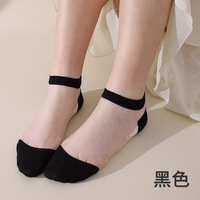 5 paires/lot Sexy maille résille chaussettes Ultra-mince Transparent femmes chaussettes pour été fibre de verre soie fleur cheville chaussettes