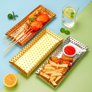 Bandeja Ovalada de Acero Inoxidable de 9.5 Pulgadas, con Incrustaciones Doradas de Lujo, Apta para Lavavajillas, Plato Decorativo para Servir Comida y Carne - Product Image 4