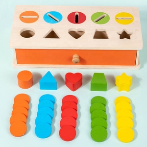 Caja de Monedas de Madera Montessori, Clasificador de Formas, Juguete de Combinación de Colores, Juego de Aprendizaje de Reconocimiento Geométrico, Regalo Educativo Temprano para Niños - Product Image 4