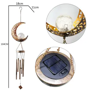 Outdoor LED Commemorative Wind Chime Lights Decorated With Sun Wind Chimes Sun And Moon Hanging Lights