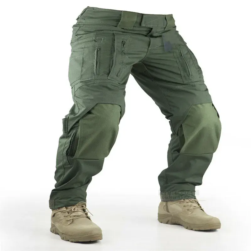 Heavyweight Cotton Canvas Durable Waterproof Safety Work Pants Army Green Men's Cargo Pants   Trousers