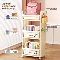 Étagère de rangement portable à 3 niveaux en plastique sur roulettes pour organiser les livres et le bureau
