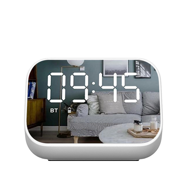 Mirror Digital Clock Radio bluetooth Alarm Clock bluetooth Wireless Speakers with TF Card Port Clear LED Display