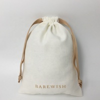 Pochette réutilisable en coton et lin blanc, sac anti-poussière doux pour vêtements, sac en tissu à cordon, sacs artisanaux en coton et lin avec logo personnalisé et sérigraphie
